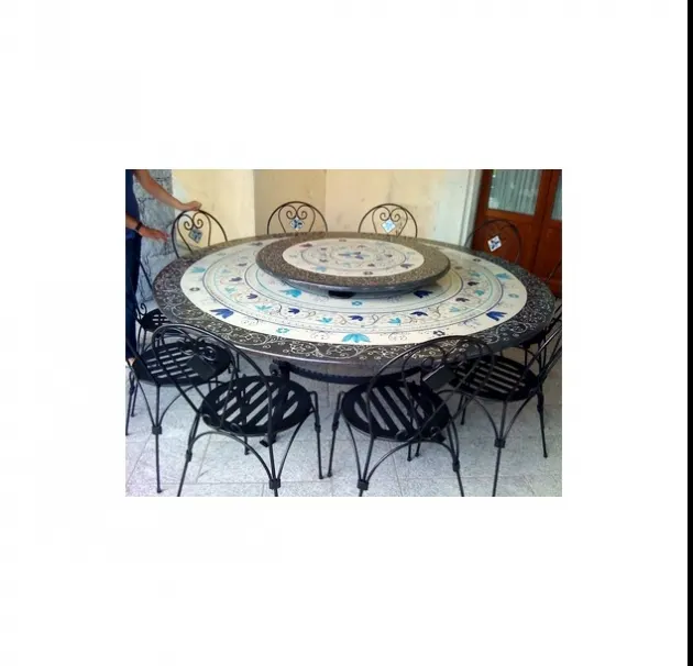 Tavolo 4 Foglia Blu e Celeste